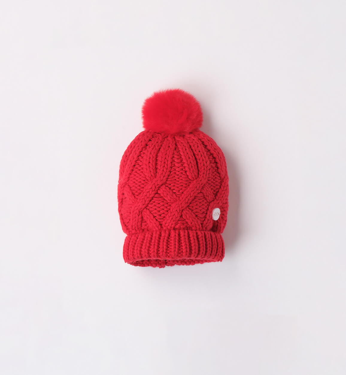 Newborn hat with pompom RED