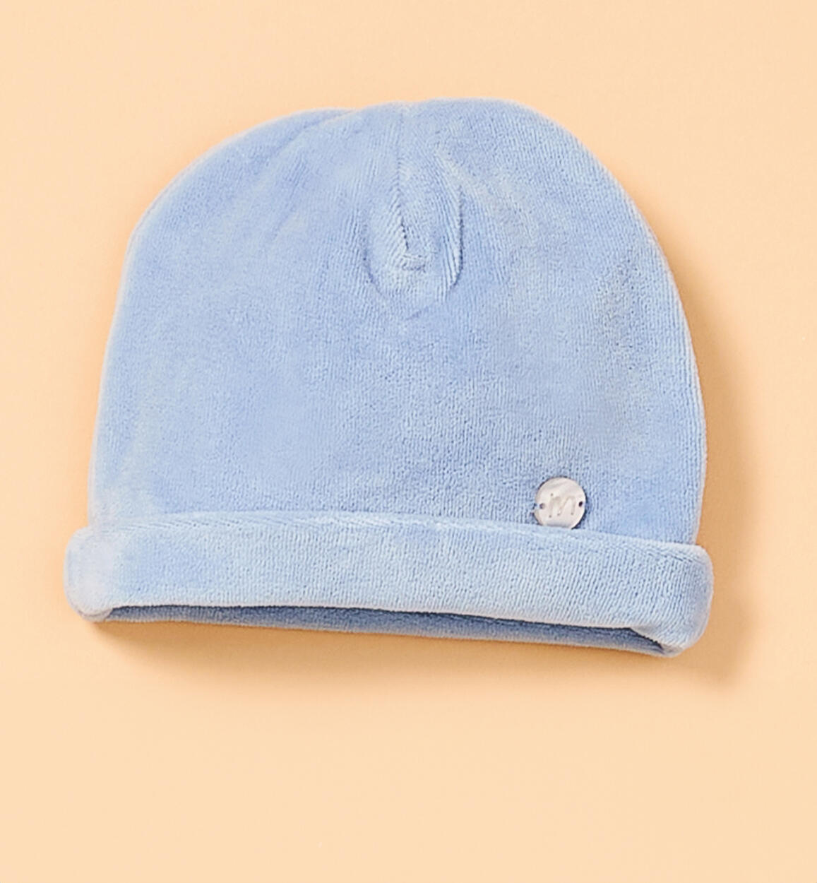 Cappellino ciniglia neonato AZZURRO