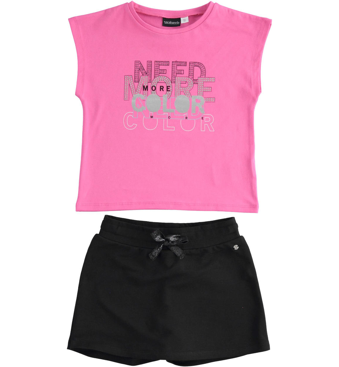 Sarabanda Stretch Cotton Outfit With T Shirt And Shorts For Girl From 6 To 16 Years Sarabanda