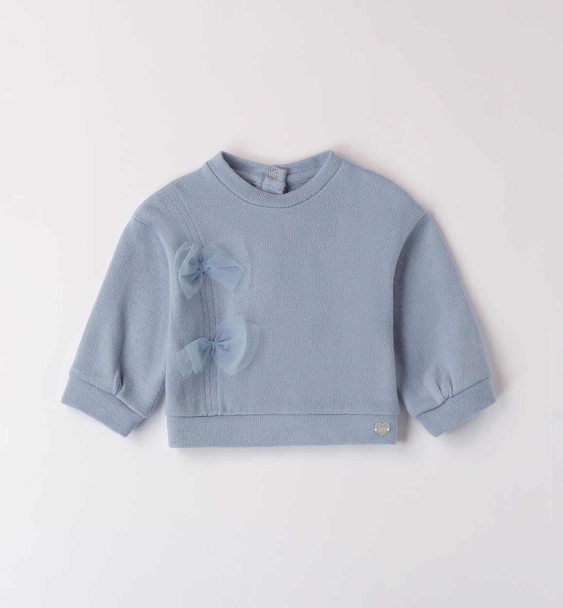 Sweatshirt for baby girl with bows LIGHT BLUE