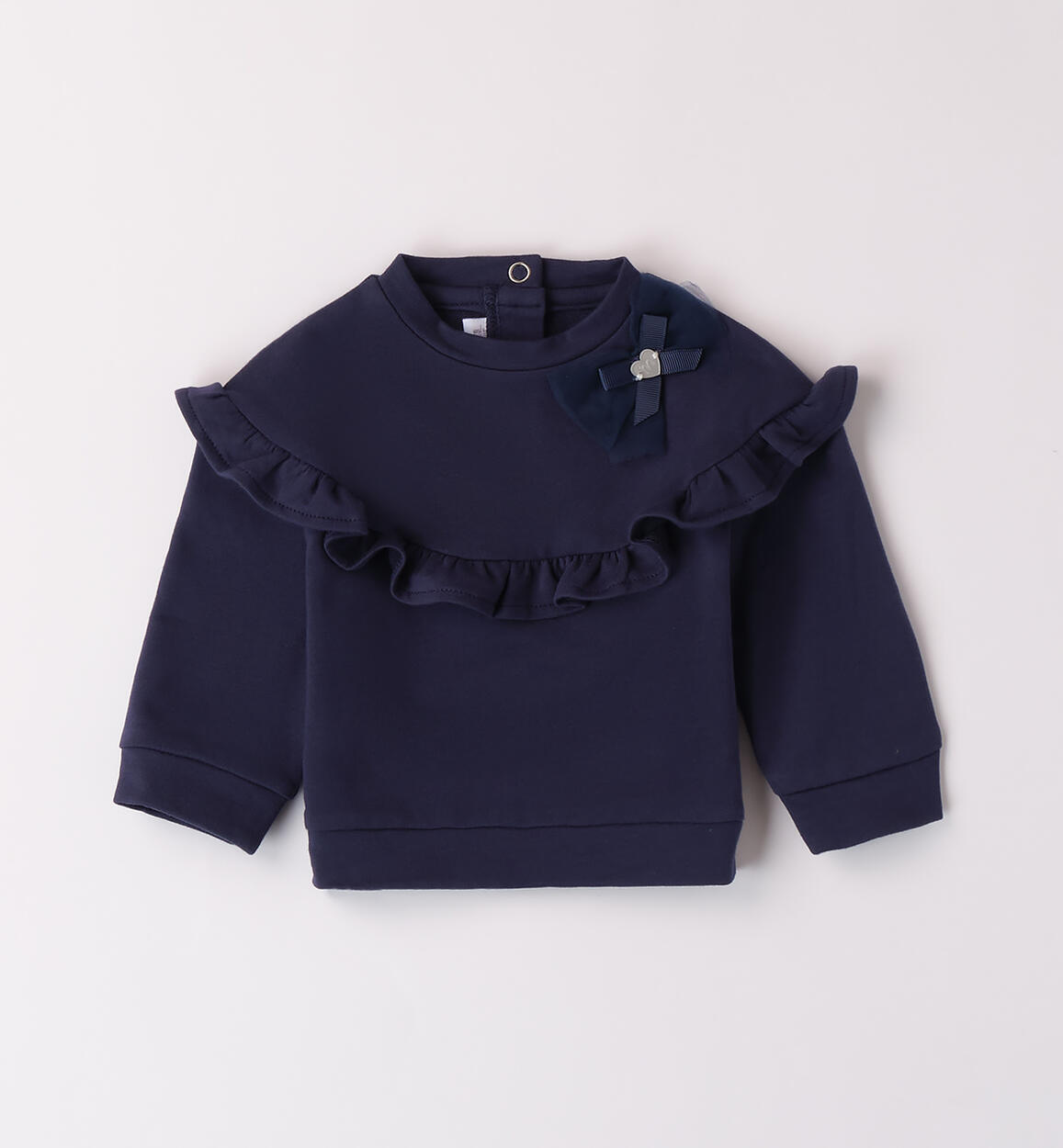 Sweatshirt for baby girl with ruffles and bow BLUE