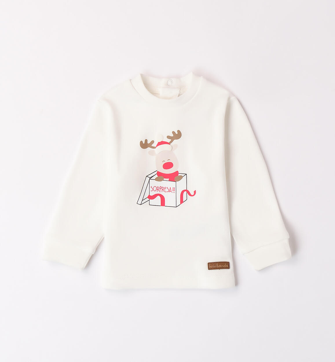 Sweatshirt for baby boy with reindeer CREAM