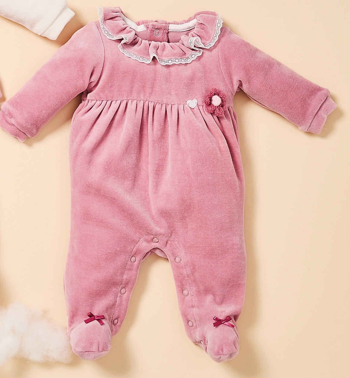 Chenille jumpsuit for baby girl PINK