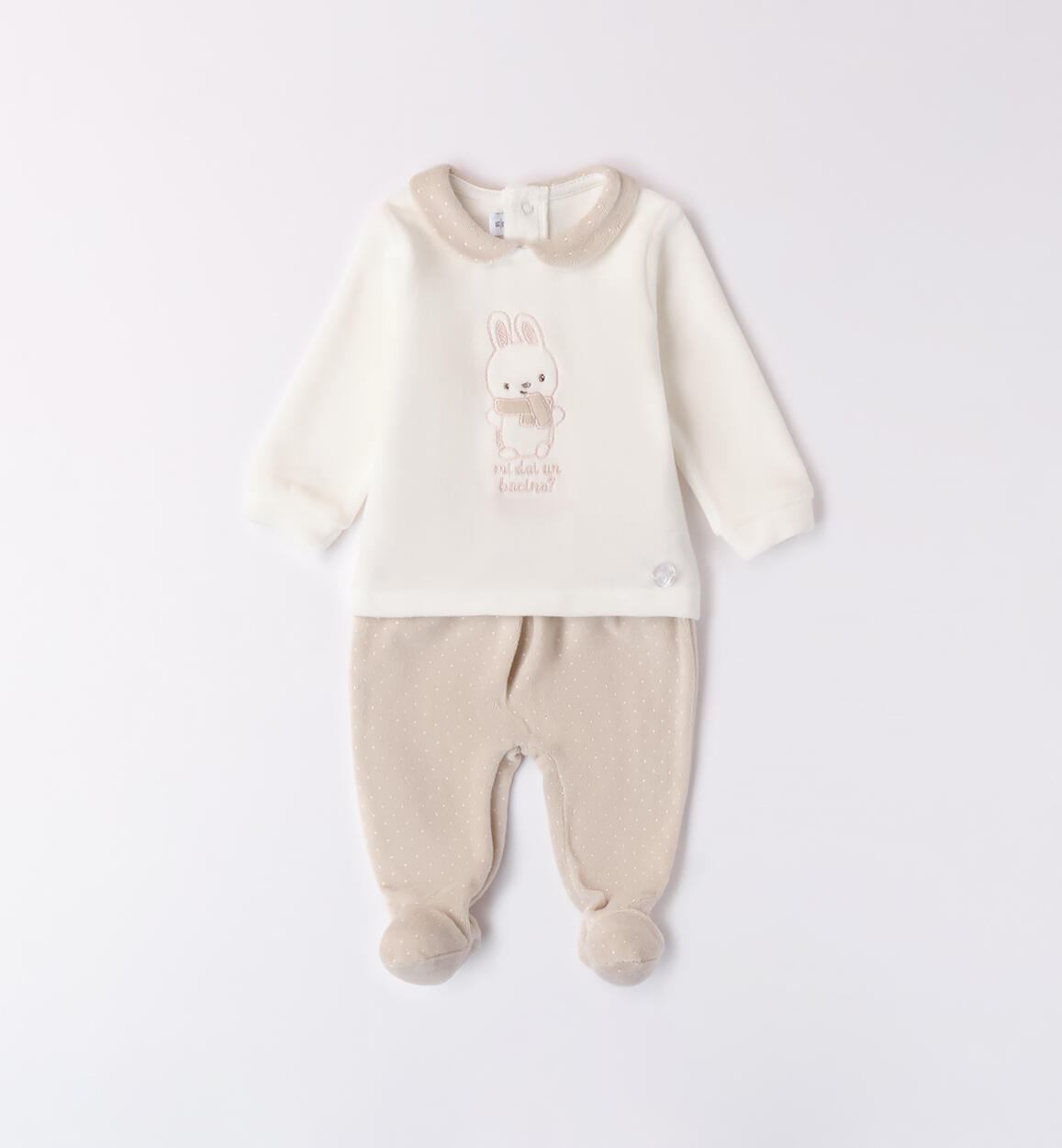 Chenille jumpsuit for baby boy CREAM