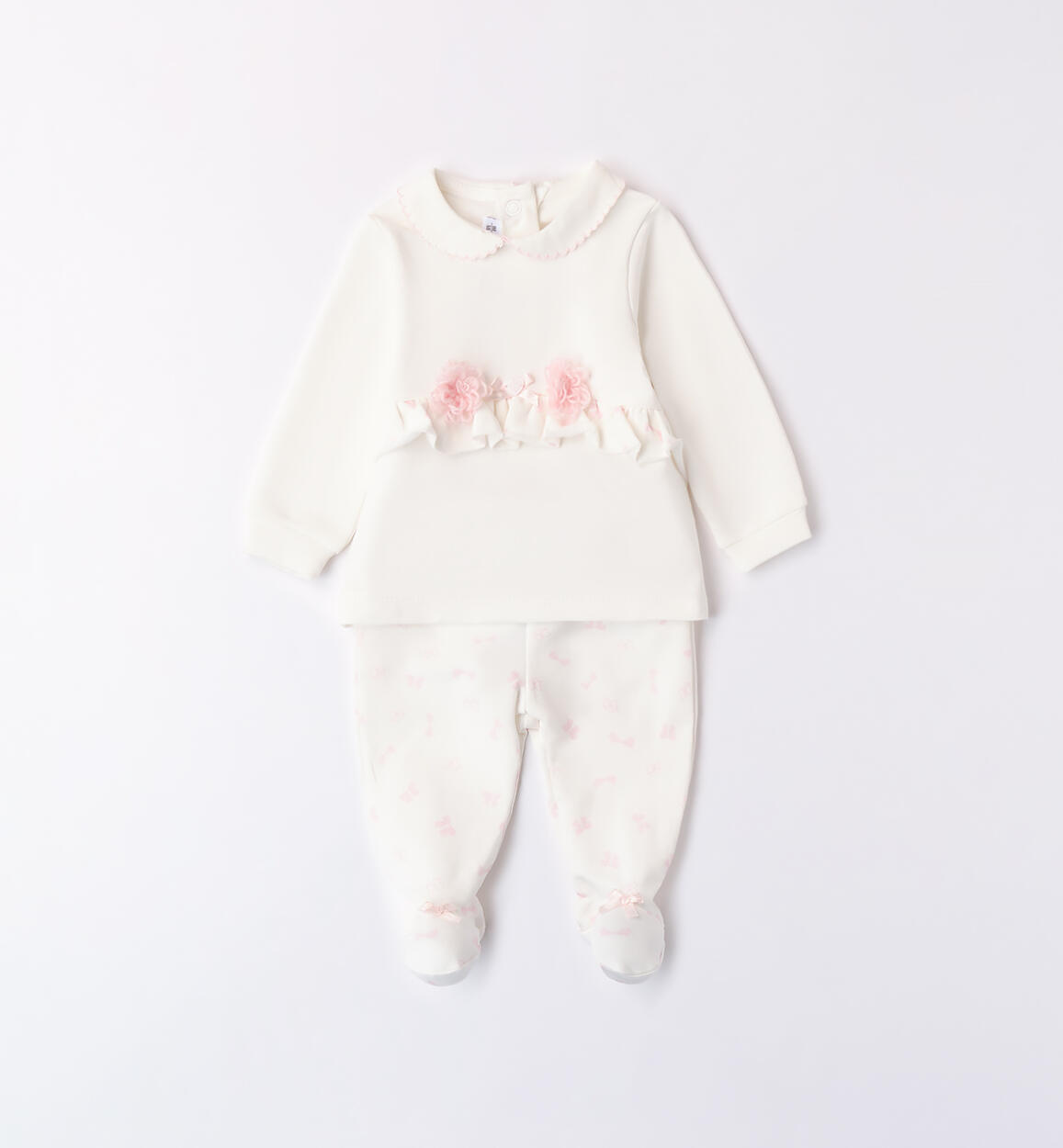 Two-piece jumpsuit for baby girl CREAM