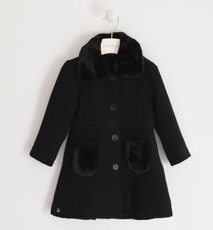 Caldo cappotto in melton per bambina NERO