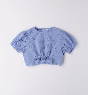 Camicia sangallo ragazza BLU
