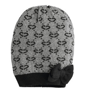 Cappello modello cuffia in tricot lurex con cuore Sarabanda GRIGIO