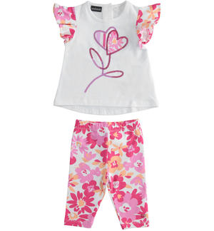 Completo per bambina t-shirt e leggings fantasia floreale
