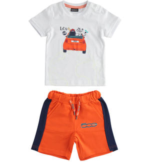 Completo per bambino t-shirt e pantalone corto 100% cotone organico Fiat Nuova 500