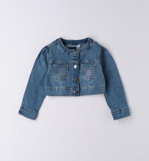 Giubbotto jeans con strass bambina BLU
