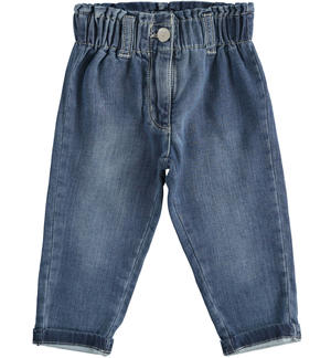 Jeans bambina con risvoltino BLU