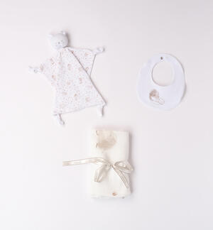 Unisex comforter kit, blanket, and bib