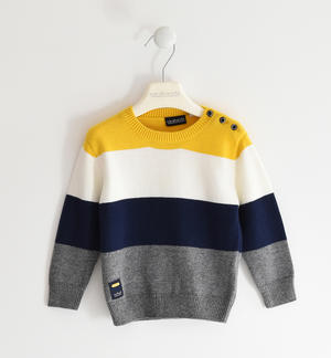 Maglia in tricot a blocchi di colore per bambino GIALLO
