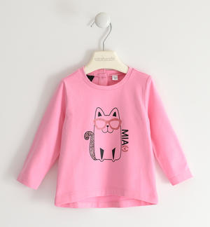 Maglietta bambina con gattino ROSA