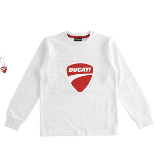 Maglietta girocollo 100% cotone Sarabanda interpreta Ducati con stemma BIANCO