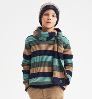 Maglione in tricot colorato ragazzo NERO