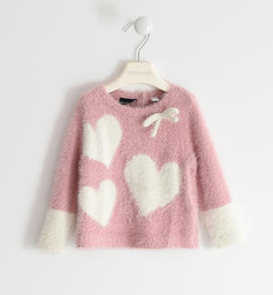 Morbidissima maglia in tricot lurex con cuori ROSA