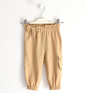 Pantalone bambina in 100% lyocell con tasca laterale BEIGE