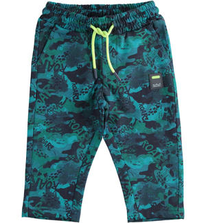 Pantalone bambino in felpa 100% cotone camouflage BIANCO