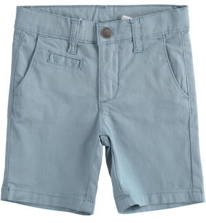 Pantalone corto per bambino in twill stretch di cotone AZZURRO