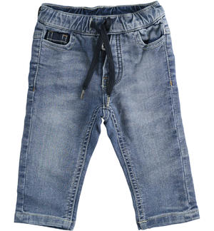 Pantalone in denim maglia con dettagli più scuri BLU