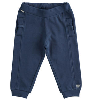 Pantalone in felpa 100% cotone organico con fiocchi BLU