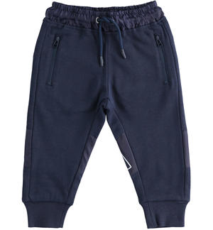 Pantalone in felpa con inserti in nylon BLU