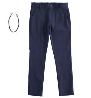 Pantalone lungo blu per bambino con portachiavi BLU