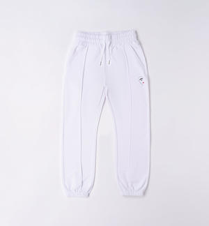Pantalone lungo cuore ragazza BIANCO