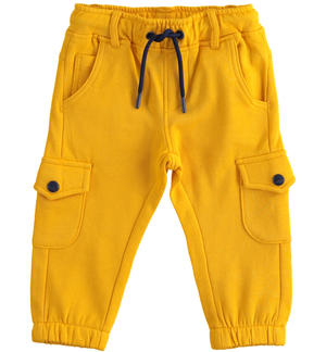 Pantalone modello cargo in felpa 100% cotone GIALLO