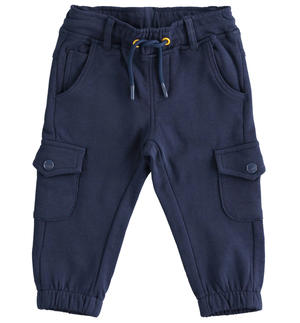 Pantalone modello cargo in felpa 100% cotone BLU
