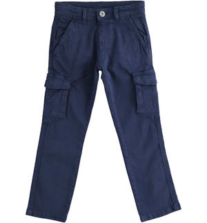 Pantalone modello cargo in twill regular fit BLU