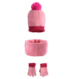 Set cappello sciarpa guanti bambina ROSA