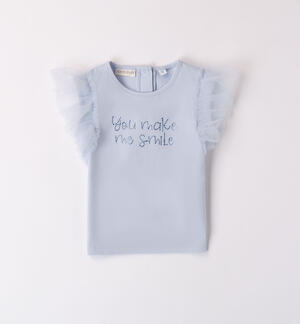 T-shirt con tulle e strass per bambina