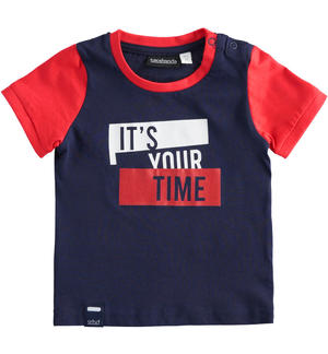 T-shirt bambino 100% cotone con stampa "it's your time" BLU