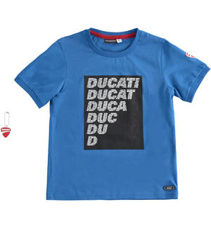T-shirt 100% cotone bambino con stampa Sarabanda interpreta Ducati BLU