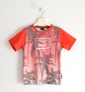 T-shirt per bambino 100% cotone con palme ROSA