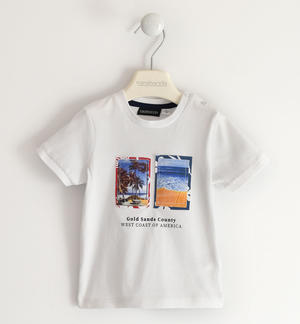 T-shirt 100% cotone per bambino con stampa fotografica BIANCO