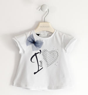 T-shirt bambina con fiocco in tulle BIANCO