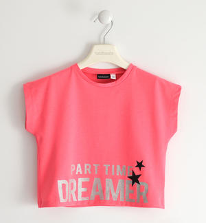 T-shirt bambina con glitter e stelle ROSSO