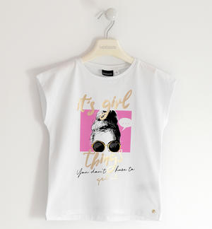 T-shirt bambina con stampa fotografica laminata BIANCO