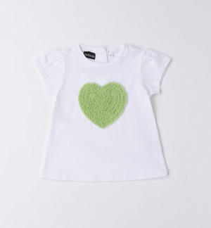 T-shirt cuore tulle per bambina BIANCO