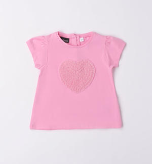 T-shirt cuore tulle per bambina ROSA