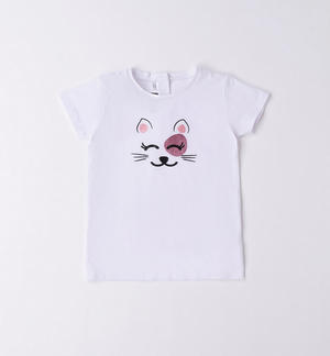 T-shirt bambina gattino glitter BIANCO