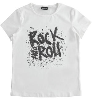 T-shirt bambina "rock and roll" BIANCO