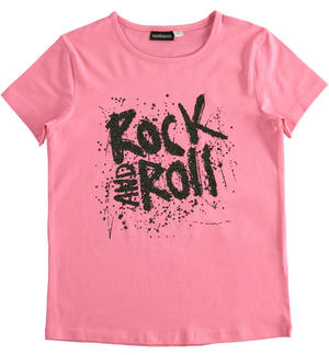 T-shirt bambina "rock and roll" FUCSIA