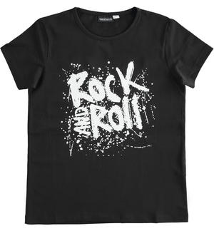 T-shirt bambina "rock and roll" NERO
