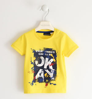T-shirt bambino 100% cotone con stampa colorata GIALLO