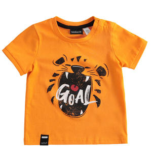T-shirt bambino 100% cotone con stampa e scritta "goal" ARANCIONE